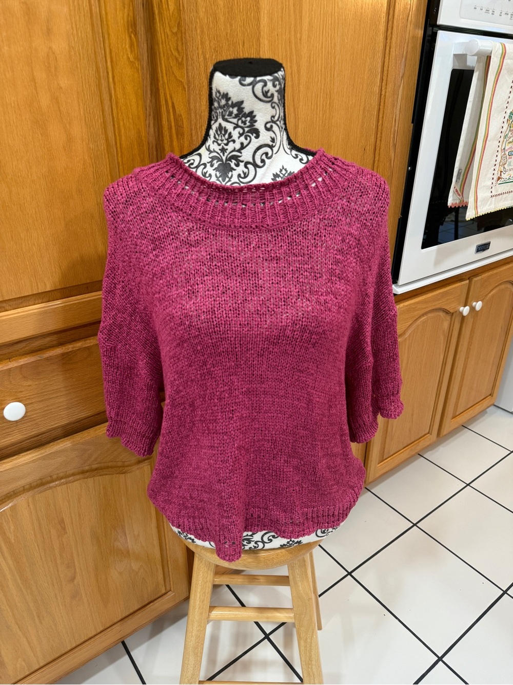 Versona Raspberry Crewneck Knit Sweater - Picture 2 of 11